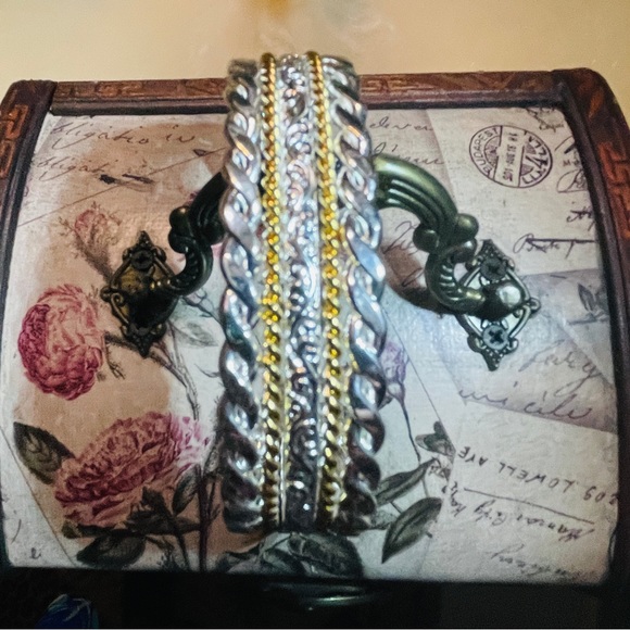 🎊Beautiful Two Tone Rope Twisted Adjustable Wrist Cuff Bracelet!!! - Picture 2 of 12